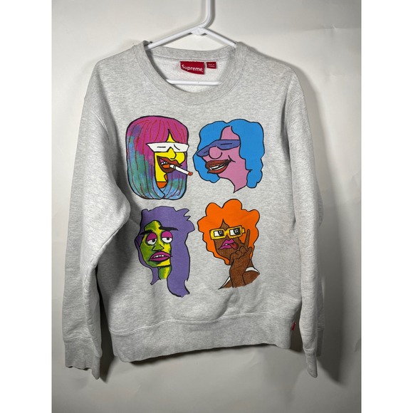 Supreme Other - Supreme‎ Gonz Heads Crewneck Sweatshirt Heather Gray Colorful Faces Medium